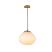 Pendant Fitting, Natural Wood  & Glass, 320mm, E27 - LLG154