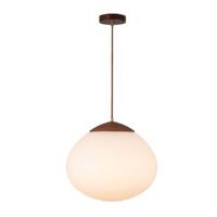 Pendant Fitting, Dark Walnut & Glass, 410mm, E27 - LLG157