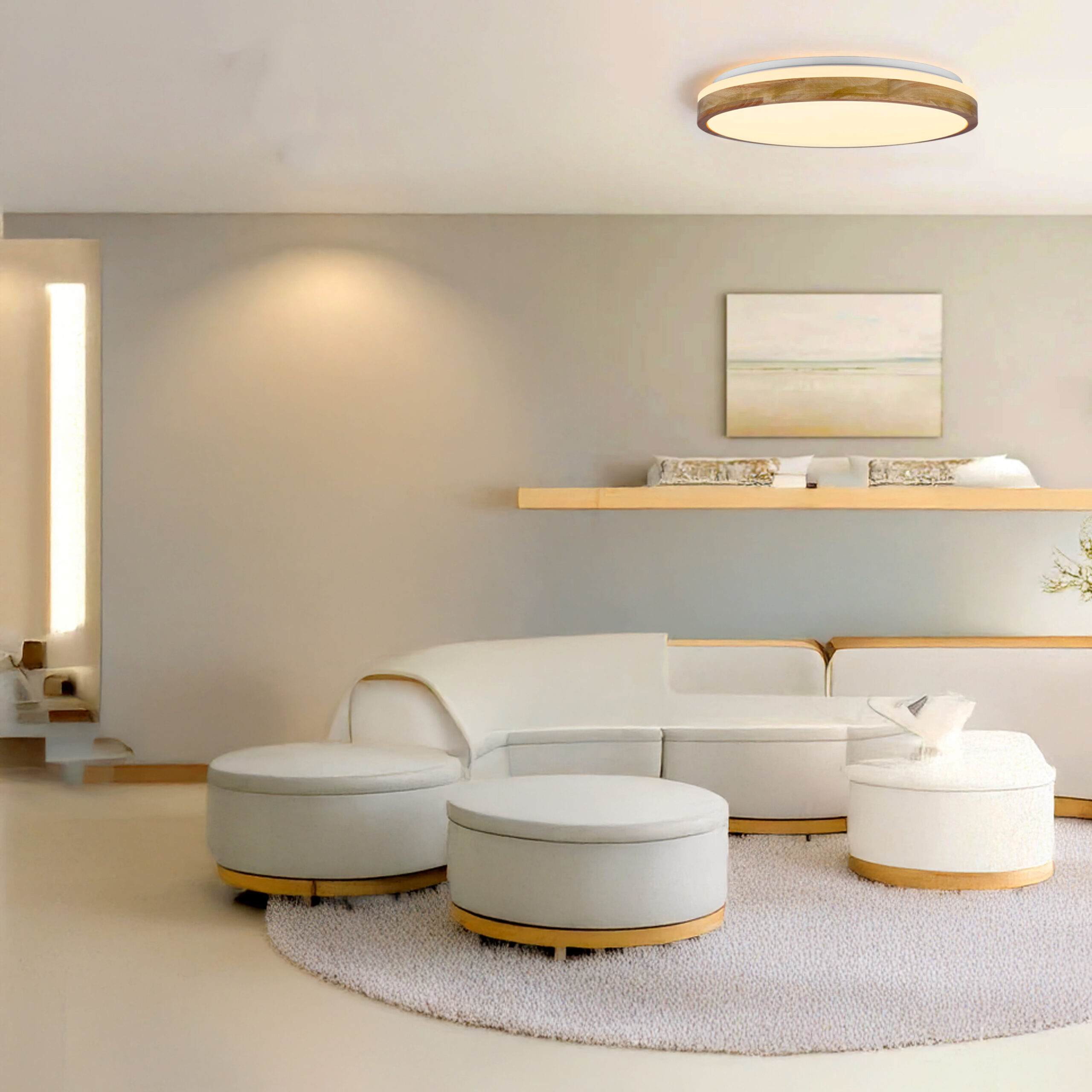CEILING FITTING LED 48W 390X90 BRODSKY 3CCT/REM WHITE & WOOD - ASG134/3CCT - Image 3
