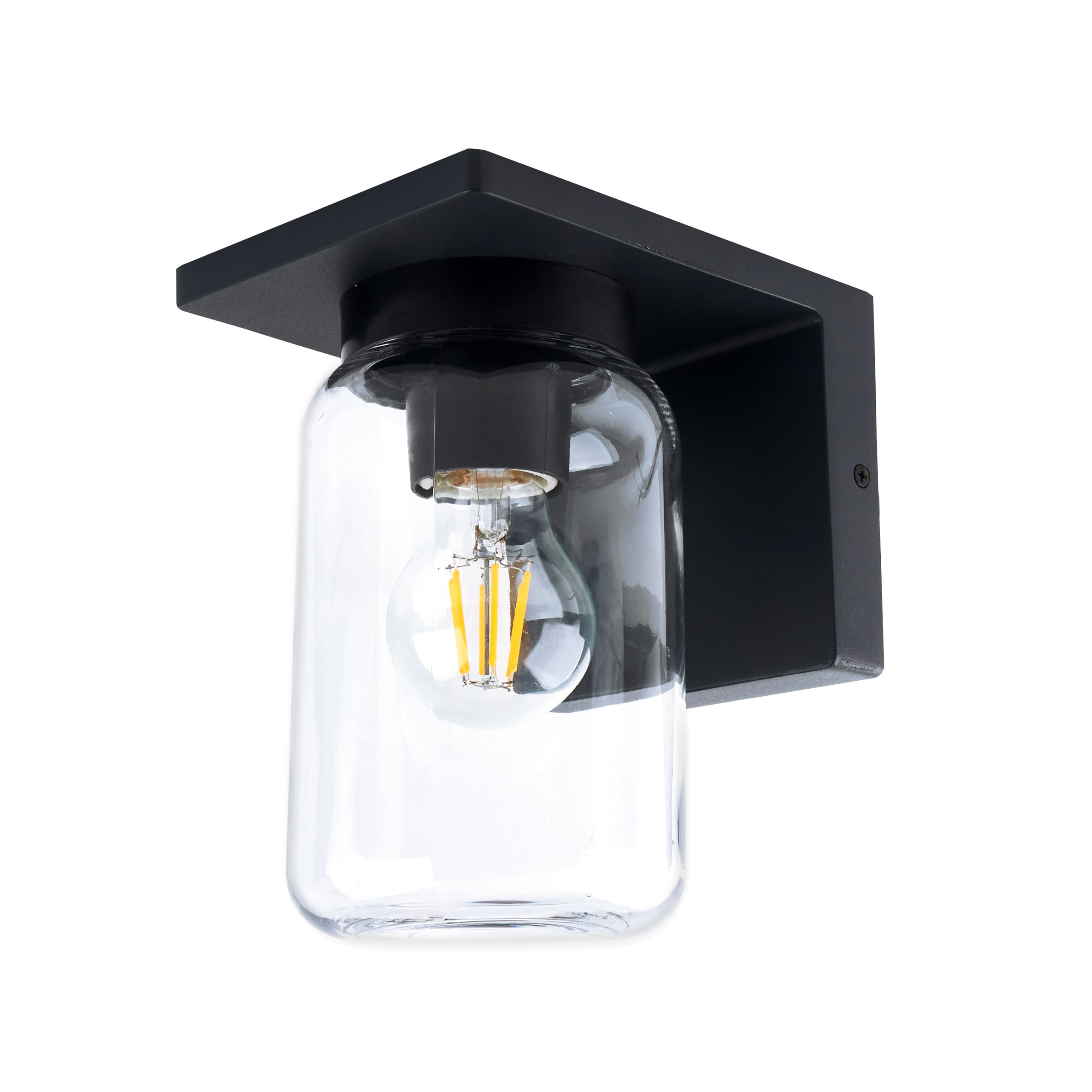 WALL LANTERN D/T 1XE27 ALUMINIUM & CLEAR GLASS BLACK - GTL364/04