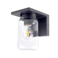 WALL LANTERN D/T 1XE27 ALUMINIUM & CLEAR GLASS GREY - GTL364/14