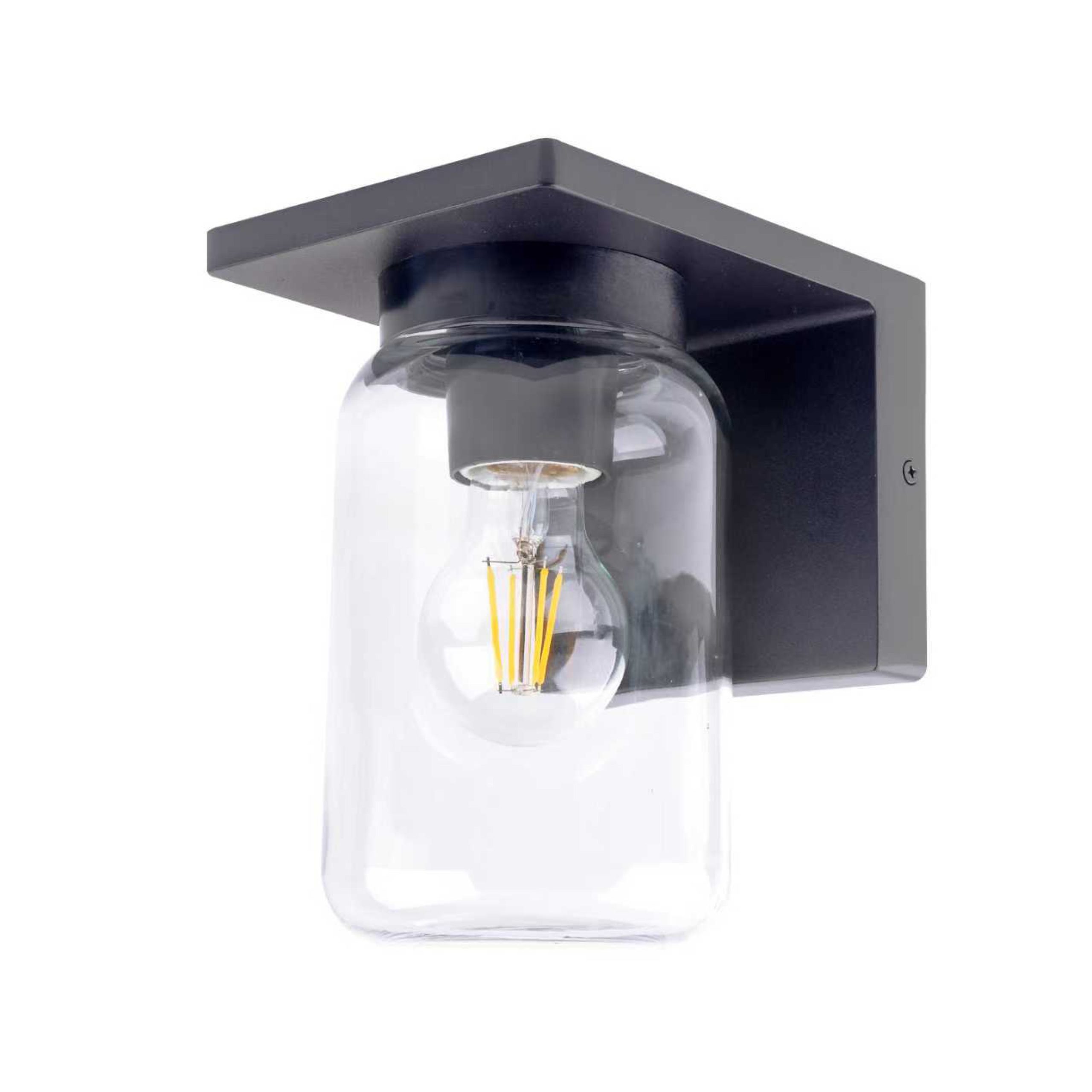WALL LANTERN D/T 1XE27 ALUMINIUM & CLEAR GLASS GREY - GTL364/14