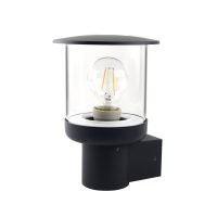 WALL LANTERN U/T 1XE27 ALUMINIUM & CLEAR GLASS BLACK - GTL365/04