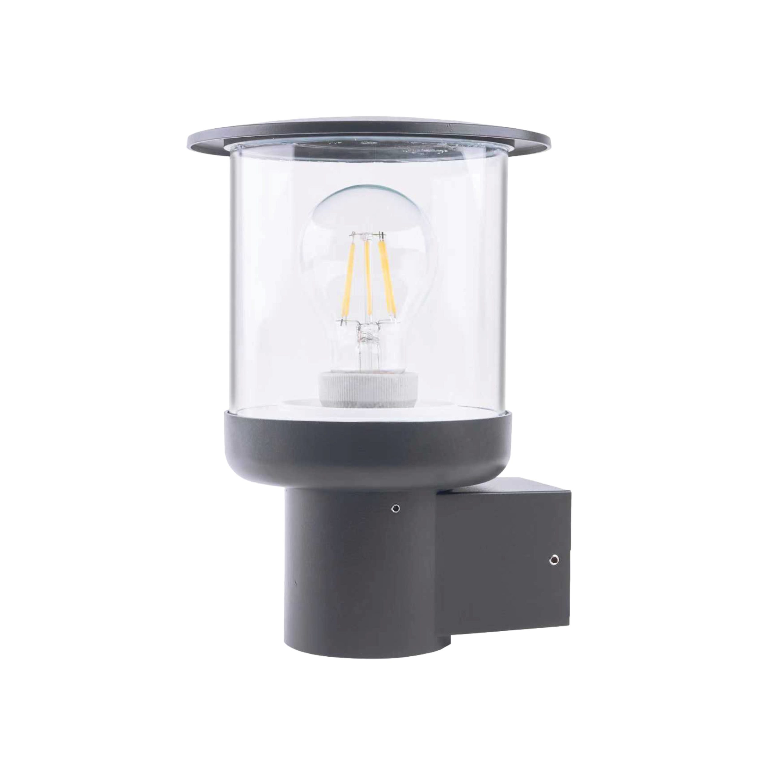 WALL LANTERN U/T 1XE27 ALUMINIUM & CLEAR GLASS GREY - GTL365/14