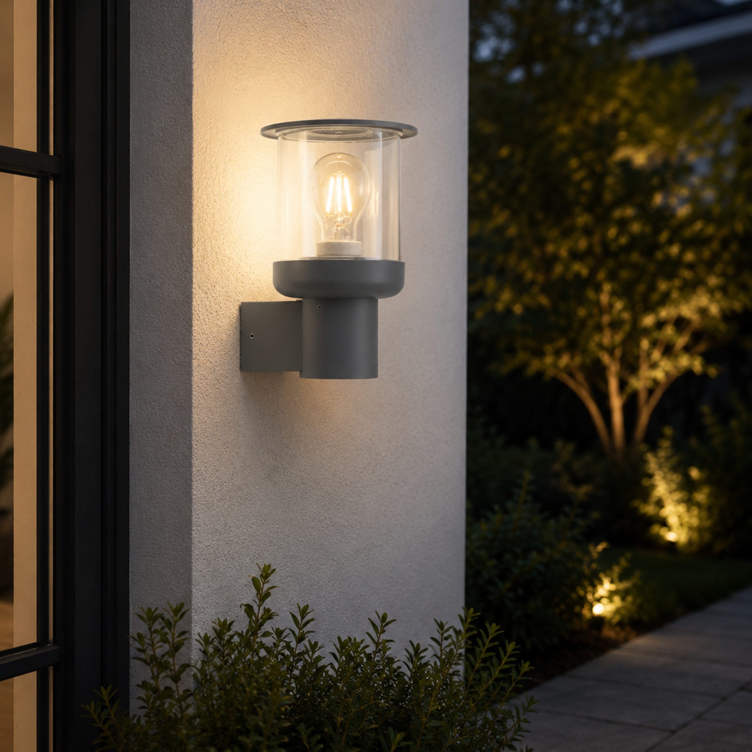 WALL LANTERN U/T 1XE27 ALUMINIUM & CLEAR GLASS BLACK - GTL365/04 - Image 2