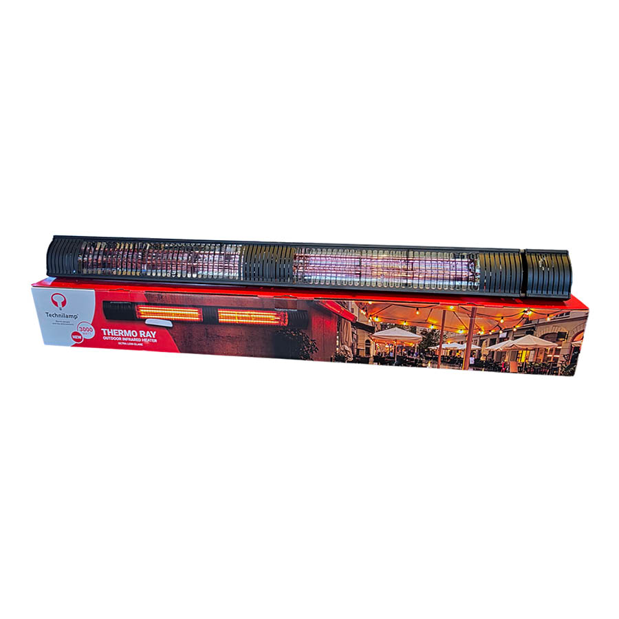 Infrared Wall Heater - 2x1500W Low Glare W/Remote IP65 - TEC011 | Technilamp Thermo Ray