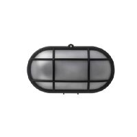 BULKHEAD 1LT E27 OVAL 220X130MM GRID IP44 BLACK - LGW2121/04