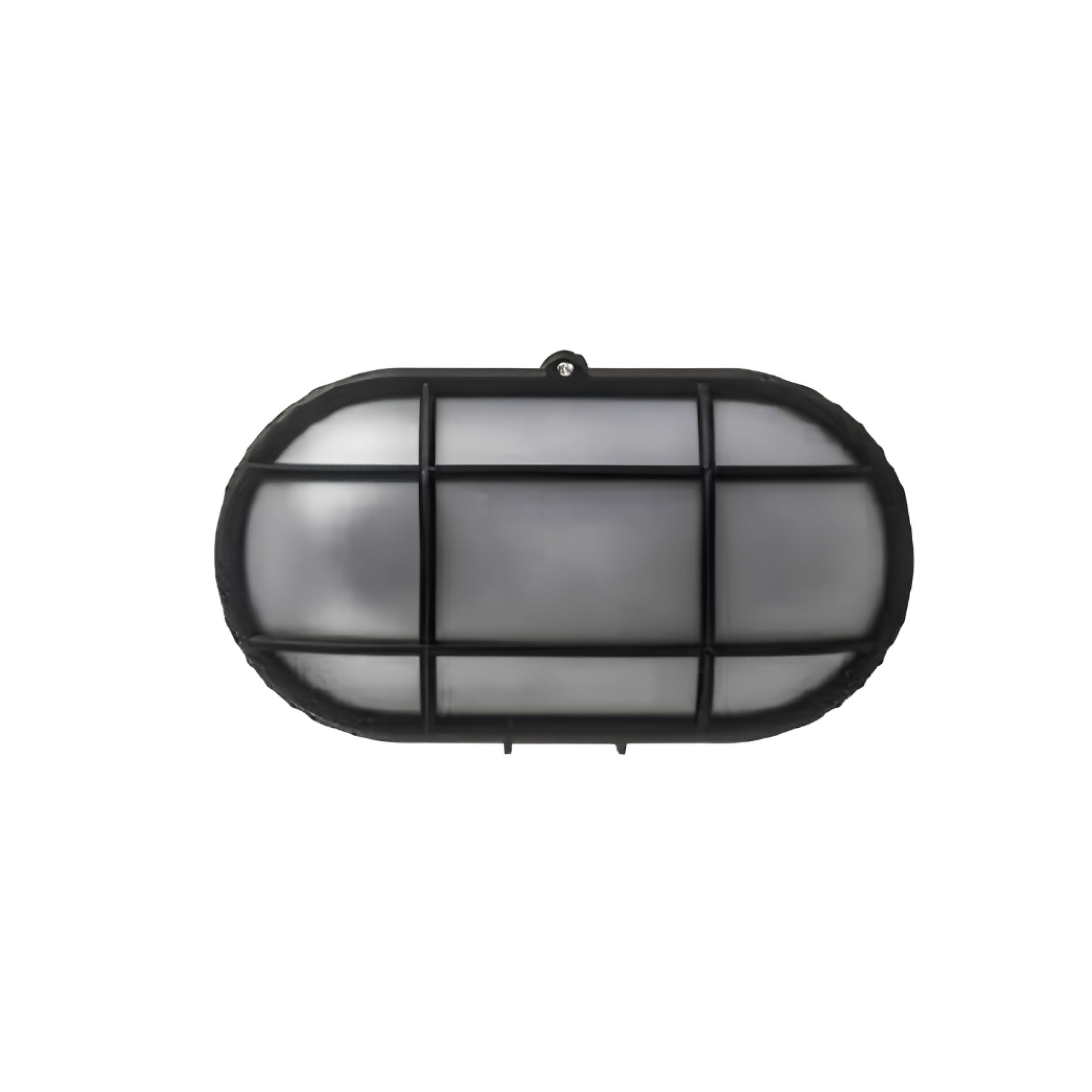 BULKHEAD 1LT E27 OVAL 220X130MM GRID IP44 BLACK - LGW2121/04