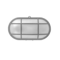 BULKHEAD 1LT E27 OVAL 220X130MM GRID IP44 GREY - LGW2121/14