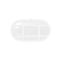 BULKHEAD 1LT E27 OVAL 220X130MM GRID IP44 WHITE - LGW2121/25