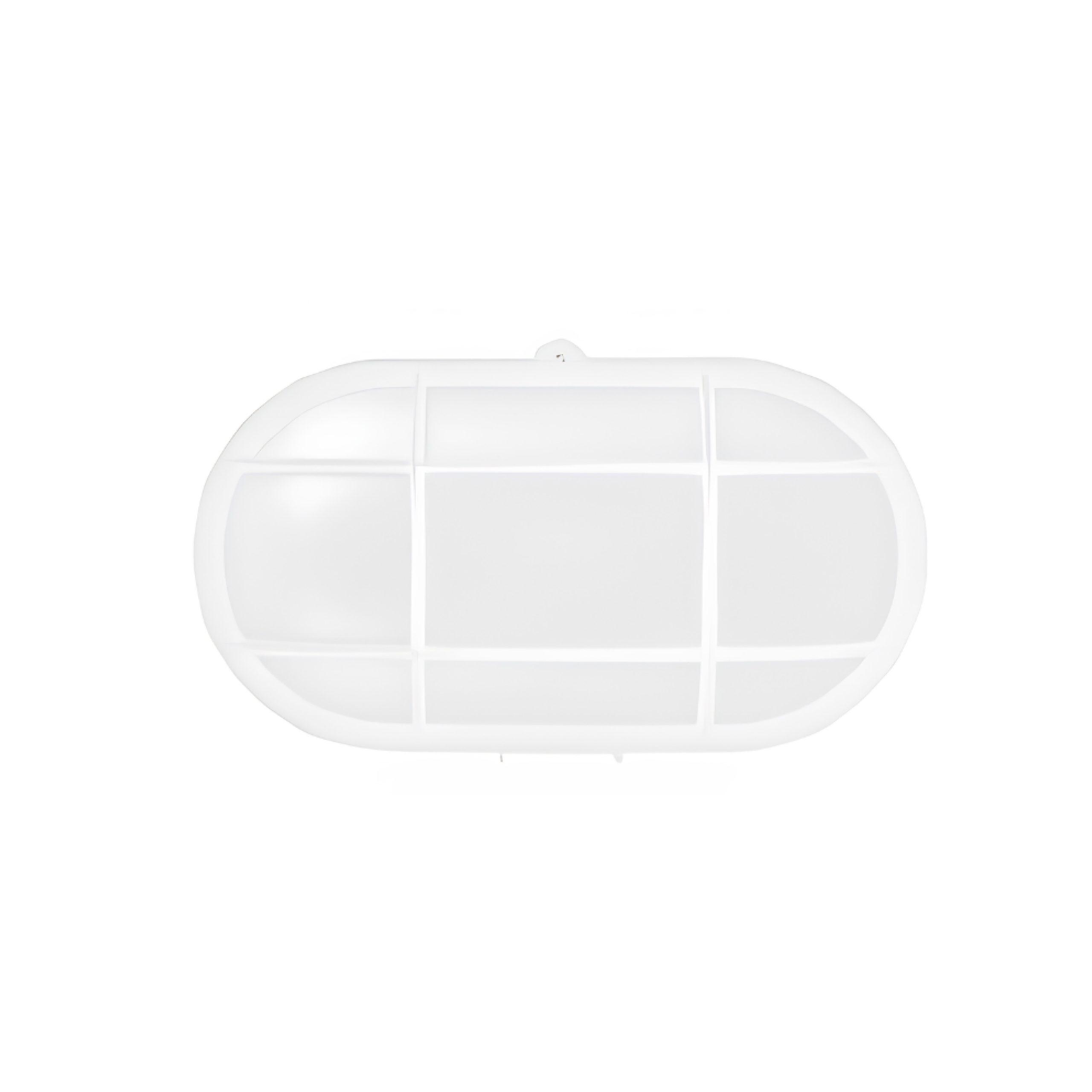 BULKHEAD 1LT E27 OVAL 220X130MM GRID IP44 WHITE - LGW2121/25