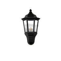 WALL LANTERN E27 PC CLEAR DIFFUSER IP44 BLACK - LGW487/04