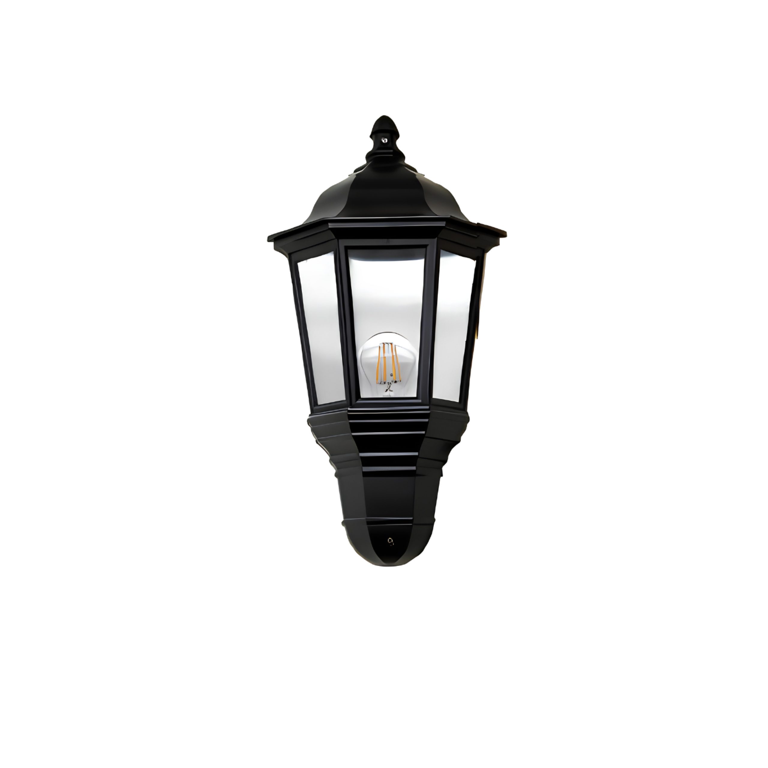 WALL LANTERN E27 PC CLEAR DIFFUSER IP44 BLACK - LGW487/04